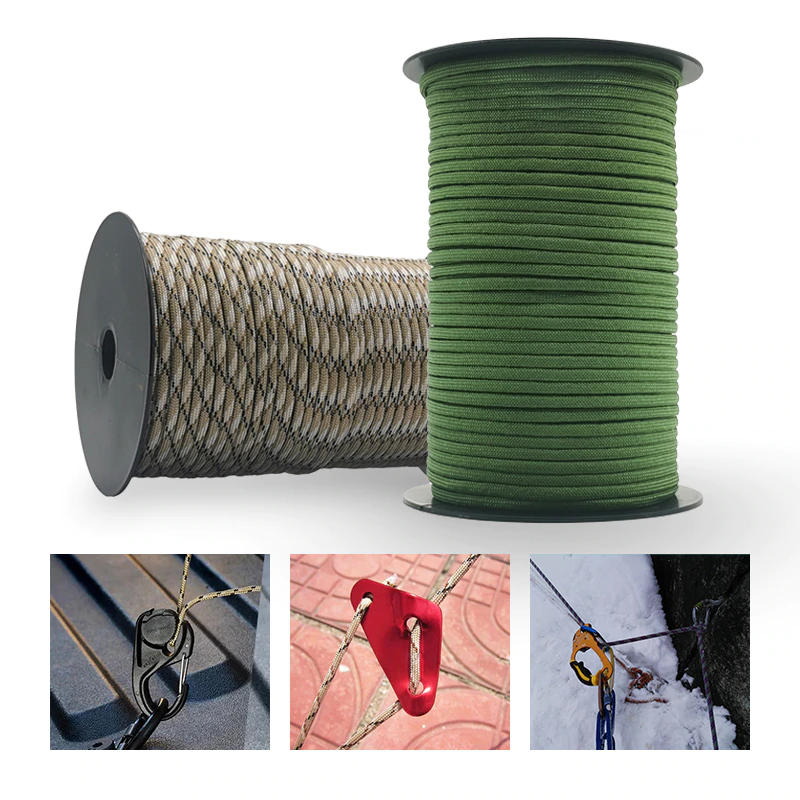 Cheap Goat Tents 100M 550 Military Standard 7 Core Paracord Rope 4mm Outdoor Parachute Cord Survival Umbrella Tent Lanyard Strap Camping hiking Paracord 